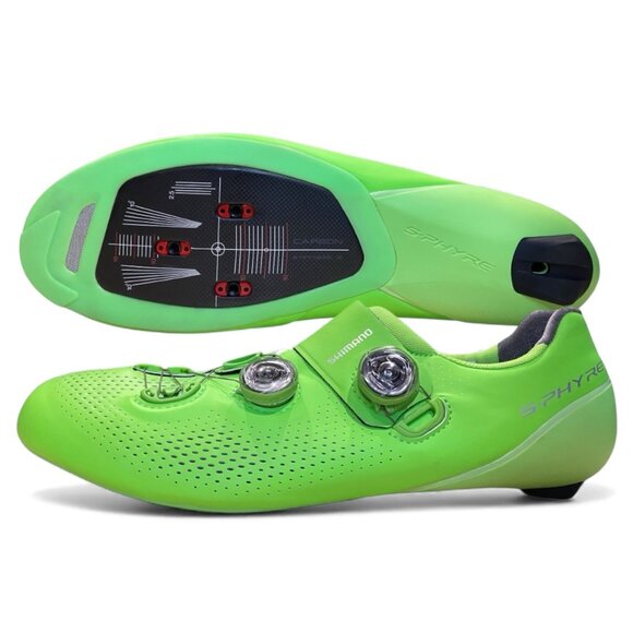 Shimano RC9 Carbon Mens Cycling Shoes Green Size EUR 46 US 11.2 SH-RC901 NEW - Picture 1 of 7